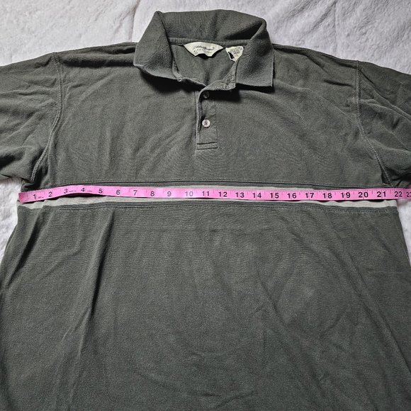 Vintage Eddie Bauer Green Striped Cotton Short Sleeve Polo L - Picture 4 of 9